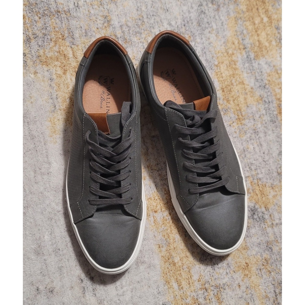 Wallin & Bros Men's Grey Leather Low Top Sneakers‎ Size 11.5